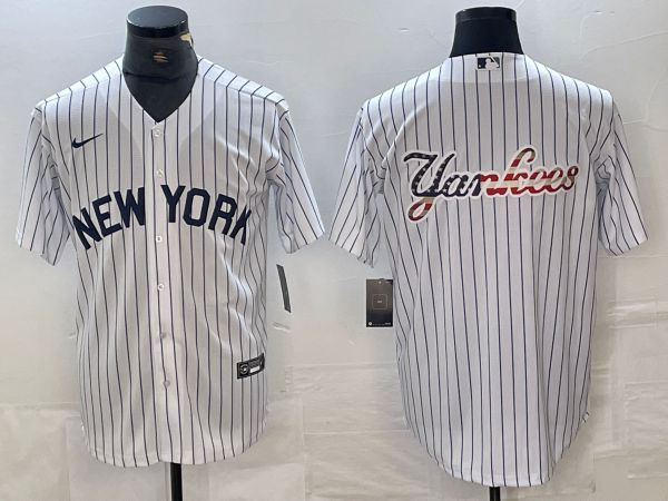 Men New York Yankees Blank White Stripe Game Nike 2024 MLB Jersey style 11->new york yankees->MLB Jersey